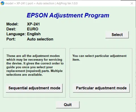 Reset Epson Xp241