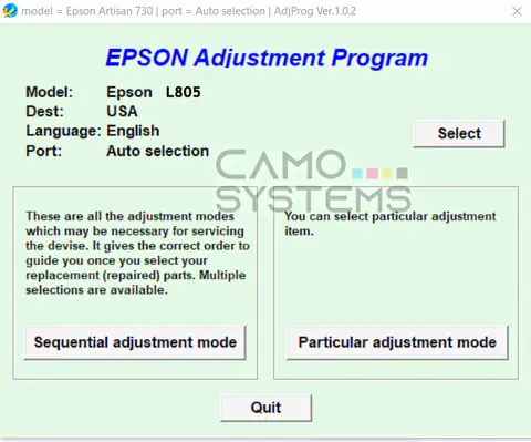 Reset Epson L805 Adjustment Program epson