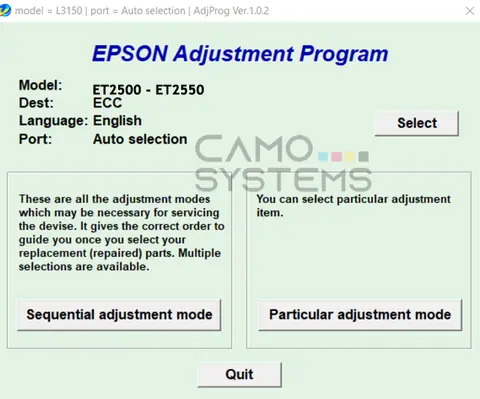Reset Epson ET2500 – ET2550 Adjustment Program