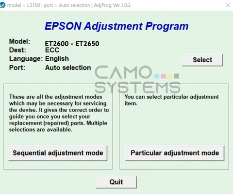 Reset Epson ET2600 – ET2650 Adjustment Program