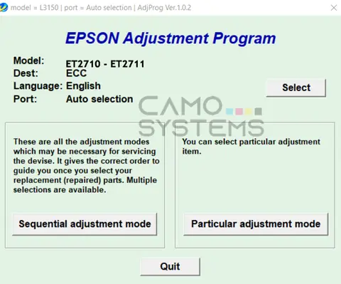 Reset Epson ET2710 – ET2711 Adjustment Program