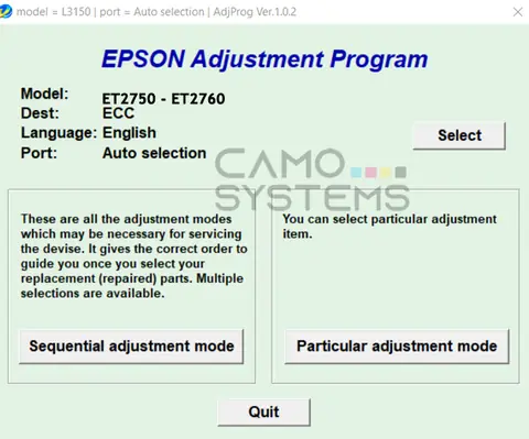 Reset Epson ET2750 – ET2760 Adjustment Program