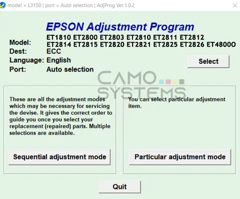 Reset Epson Reset Epson ET1810 ET2800 ET2803 ET2810 ET281 ET2812 ET2814 ET2815 ET2820 ET2821 ET2825 ET2826 ET4800O Adjustment Program
