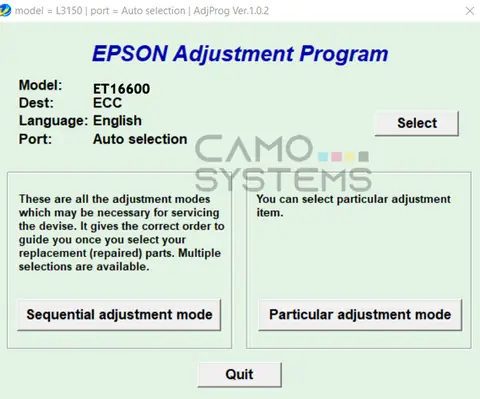 Reset Epson ET16600 Adjustment Program