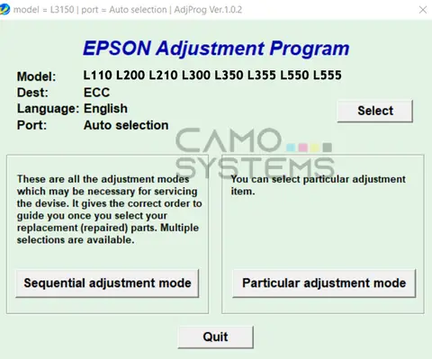 Reset Epson L110 L200 L210 L300 L350 L355 L550 L555 Adjustment Program