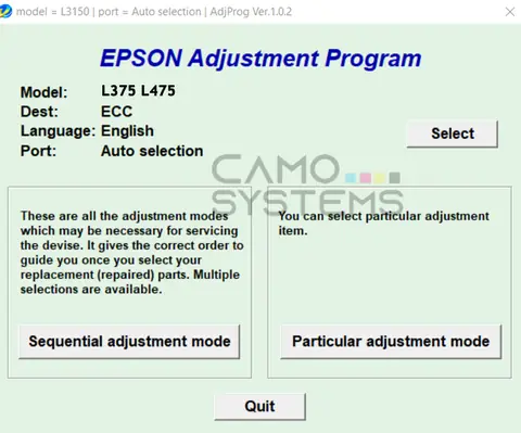 Reset Epson L375 L475 Adjustment Program