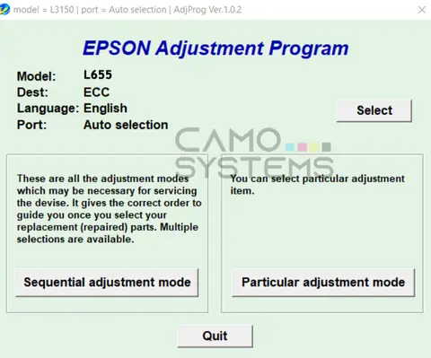 Reset Epson L655 Adjustment Program