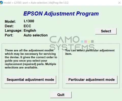 Reset Epson L1300 Adjustment Program