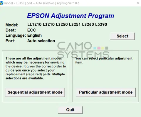 Reset Epson L1210 L3210 L3250 L3251 L3260 L5290 Adjustment Program