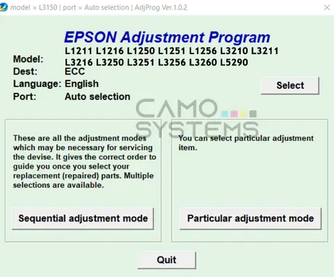 Reset Epson L1211 L1216 L1250 L1251 L1256 L3210 L3211 L3216 L3250 L3251 L3256 L3260 L5290 Adjustment Program