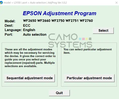 Reset Epson WF2650 WF2660 WF2750 WF2751 WF2760 Adjustment Program