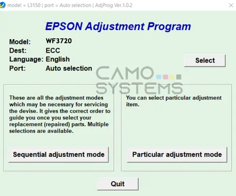 Reset Epson WF3720 Adjustment Program