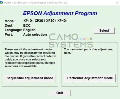 Reset Epson XP101 XP201 XP204 XP401 Adjustment Program