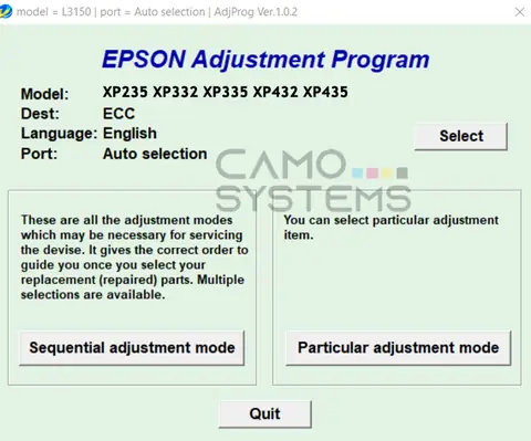 Reset Epson XP235 XP332 XP335 XP432 XP435 Adjustment Program