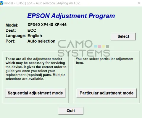 Reset Epson XP340 XP440 XP446 Adjustment Program