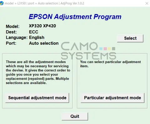 Reset Epson XP320 XP420 Adjustment Program