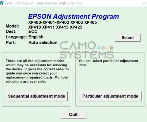 Reset Epson Xp400 Xp401 XP402 XP403 XP405 XP410 XP411 XP415 XP425 Adjustment Program