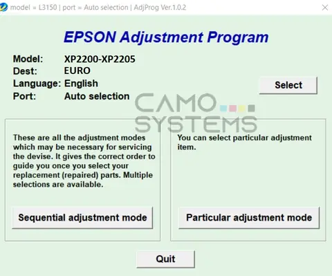 Reset Epson XP2200 – XP2205 Adjustment Program