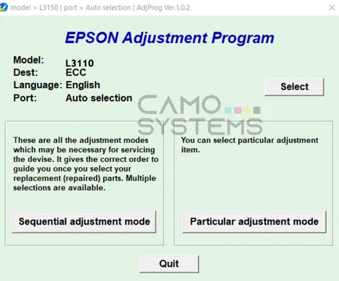 Reset Epson L3110 Adjustment Program