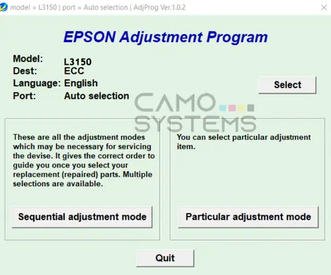 Reset Epson L3150 Adjustment Program
