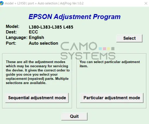 Reset Epson L380, L383, L385 ,L485 Adjustment Program