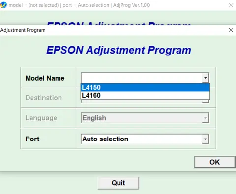 Reset Epson L4150, 4160