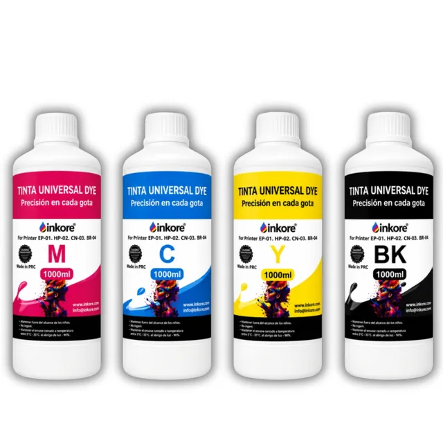 Tinta Universal Inkore® CMYK 4 litros para Epson, HP, Canon y Brother