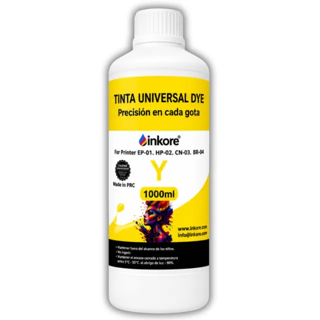 Tinta Universal Inkore® Amarillo 1 litro para Epson, HP, Canon y Brother