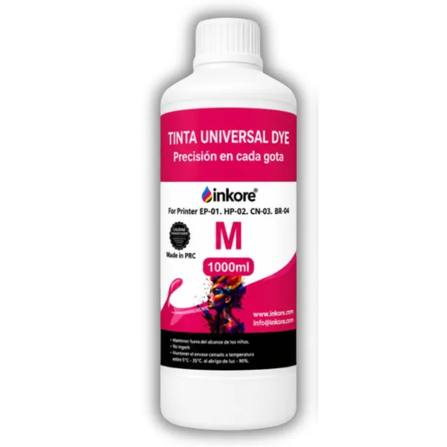 Tinta Universal Inkore® Magenta 1 litro para Epson, HP, Canon y Brother